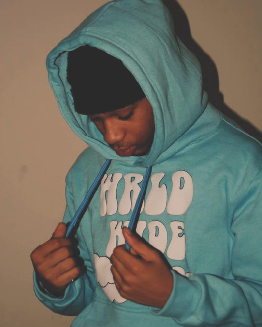 "Head in the Clouds" Blue Puffprint Hoodie and Tracksuit
